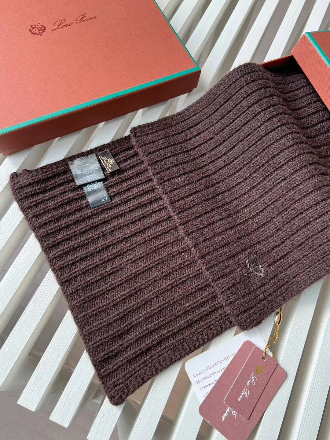 Loro Piana Cashmere Knit Hat Scarf Set #6664