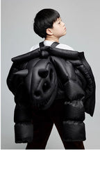 Kid's Autumn And Winter Solid Color Long Sleeve Stereoscopic Dinosaur Shaped Hat Puffer Down Jacket #31325