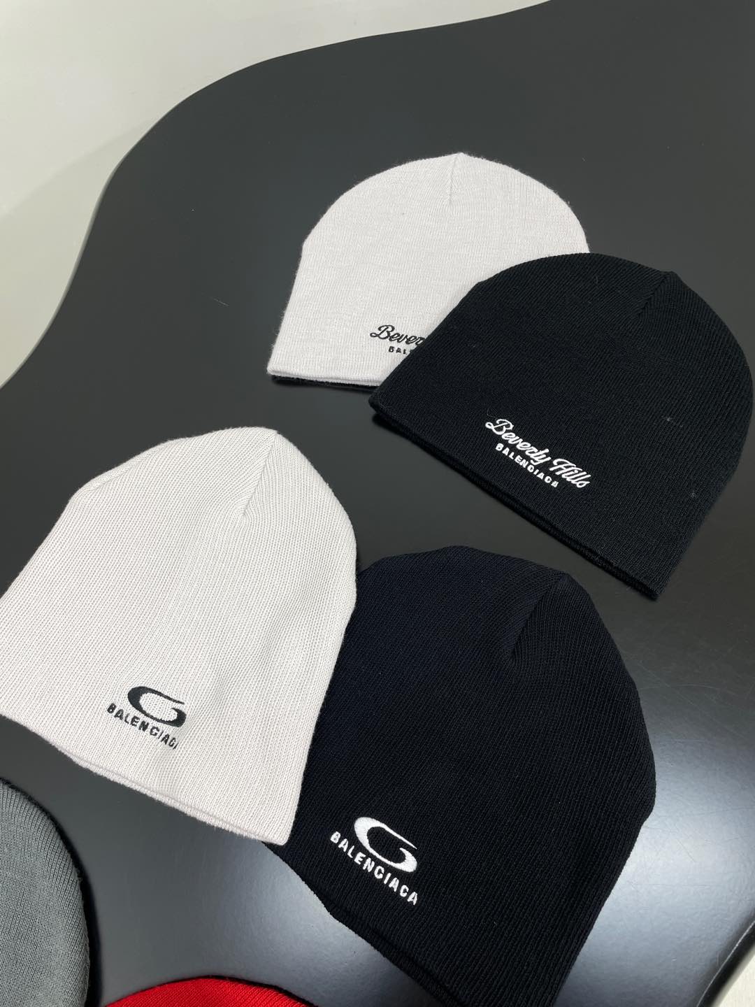 Balenciaga Men's And Women's Fall And Winter Logo Letter Printing Ribbed Knit Cotton Fleece Hat Cap #74853