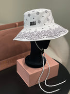 MiuMiu Women's Logo Printed Cotton Hat Solid Color Fisherman's Hat Cap #77629