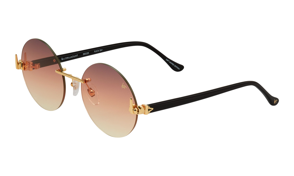 508 Rimless Drill Mount F.U. Edition 24KT Yellow Gold / Black / Brown Triple Gradient DMMF2 0007 16T5