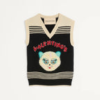 Valentino LE CHAT DE LA MAISON Women's Spring/Autumn Fashion Casual V-neck Knitted Letter Pattern Embroidered Sleeveless Vest  #78441