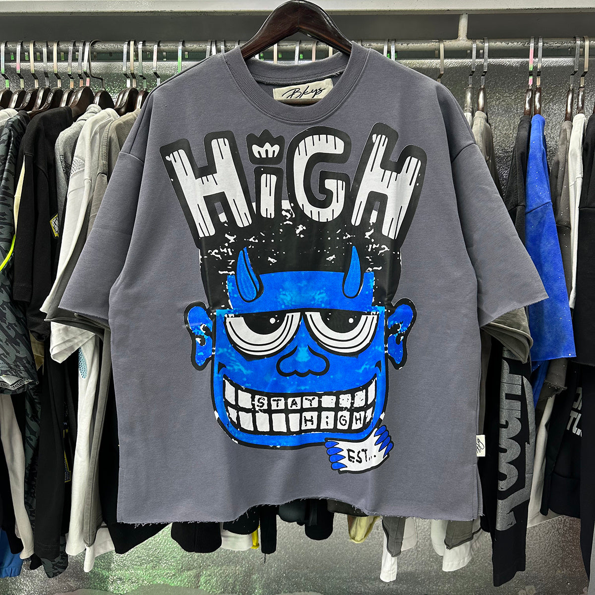 Bkys Stay High Devil Graphic Tee Grey