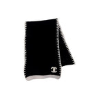 Chanel Women's Classic Black And White LOGO Wool Scarf Cold Hat #328249