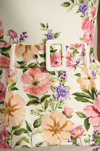 Maud | White Floral Border Print Square-Neck Tailored Top