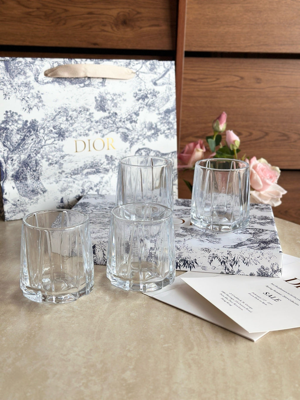 Maison Tumbler Cannage Transparent Crystal Glasses Set of 4