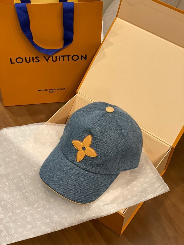 Louis Vuitton Men's And Women's Spring/Fall Fashion Casual Classic Vintage Floral Pattern Denim Baseball Cap Duckbill Cap Hat #78722