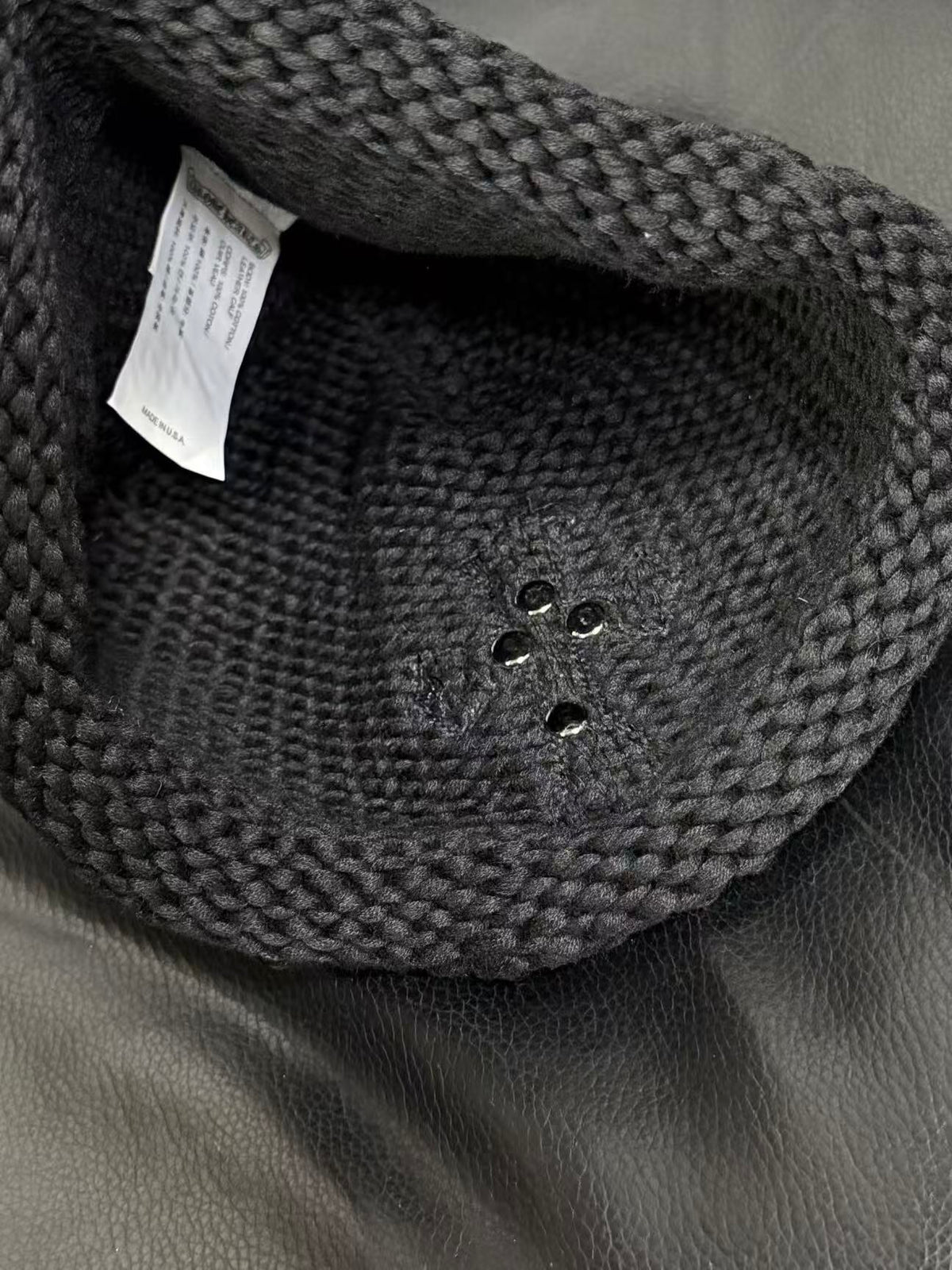 Chrome Hearts Sterling Silver Leather Embellished Cold Hat #333922