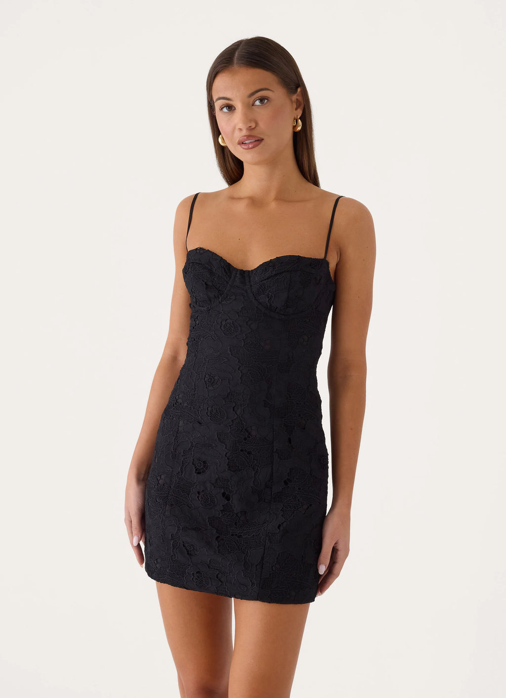 Ruelle Lace Mini Dress - Black