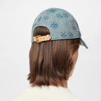 Louis Vuitton Monogram Washed Denim Hat Leather Buckle Fashion Casual Cool Versatile Baseball Hat #71283