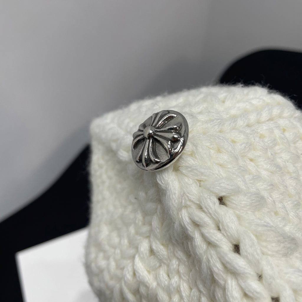Chrome Hearts White Leather Cross Cold Hat #334407