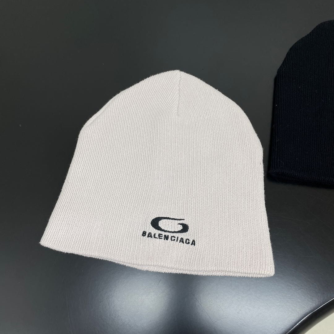 Balenciaga Men's And Women's Fall And Winter Logo Letter Printing Ribbed Knit Cotton Fleece Hat Cap #74853