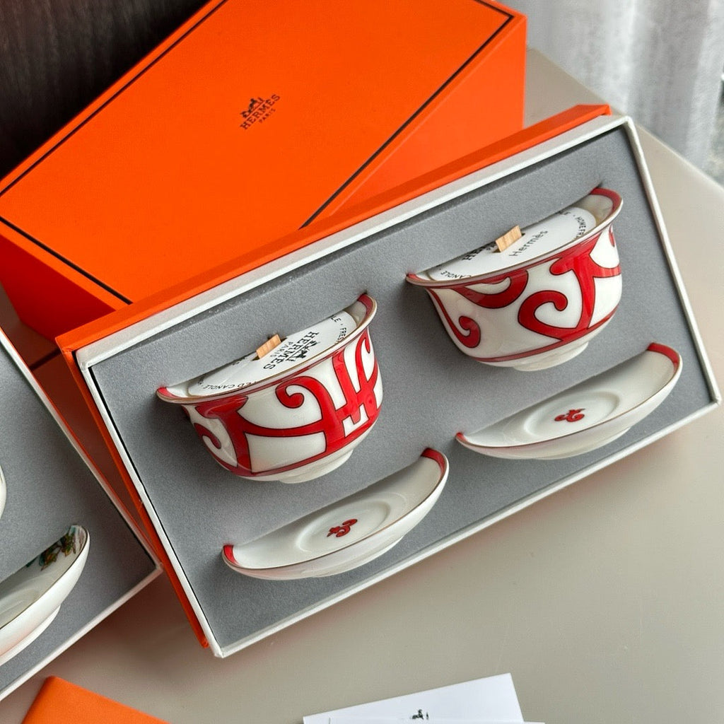 2 Piece Porcelain Tea Cup Candle Gift Set