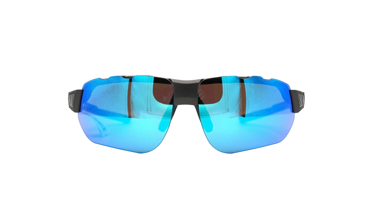 Conquer Sunglasses Gray Blue Mirror - Satin Carbon / Black Rubber 8600132 060161