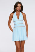 Love This For You Halter Mesh Mini Dress Blue