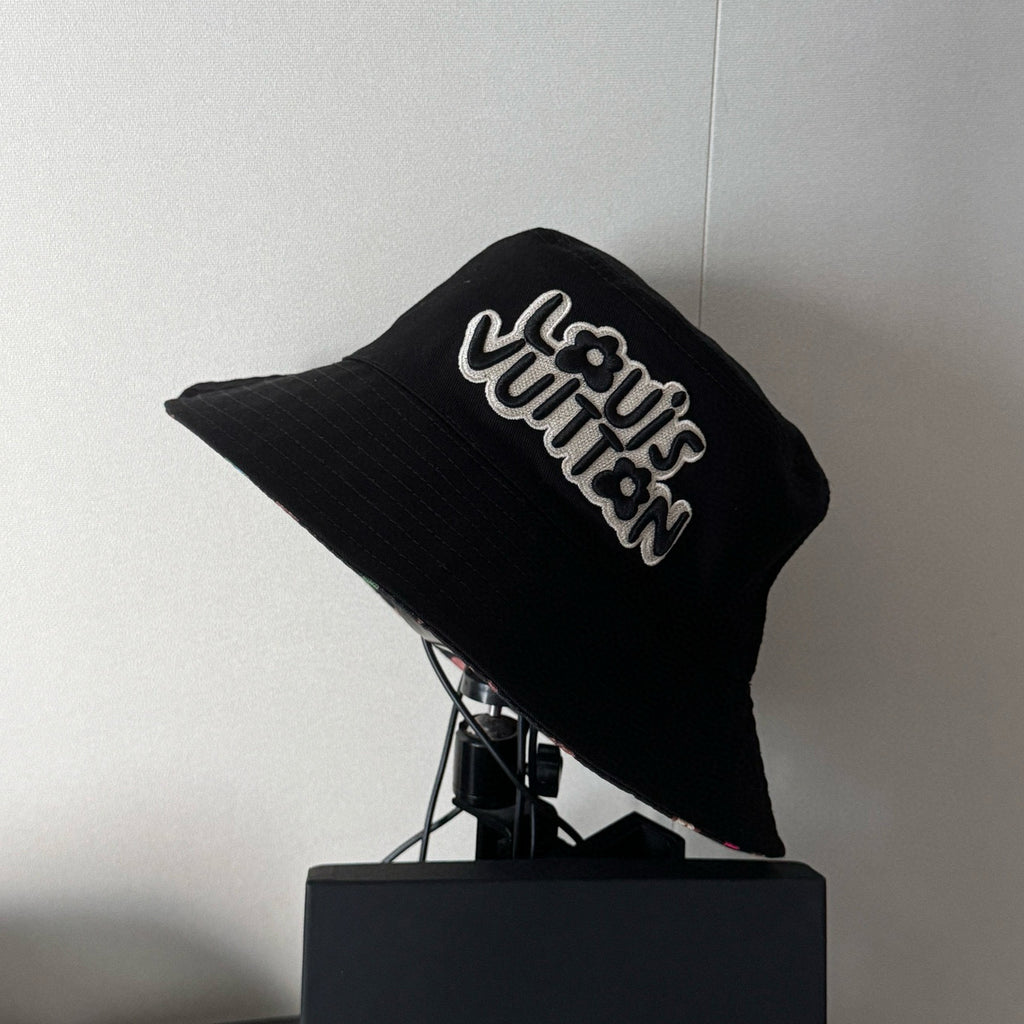 Louis Vuitton Men's and Women's Solid Colour Embroidered Letter Printed Cowboy Duck Tongue Cap Fisherman's Hat #76721