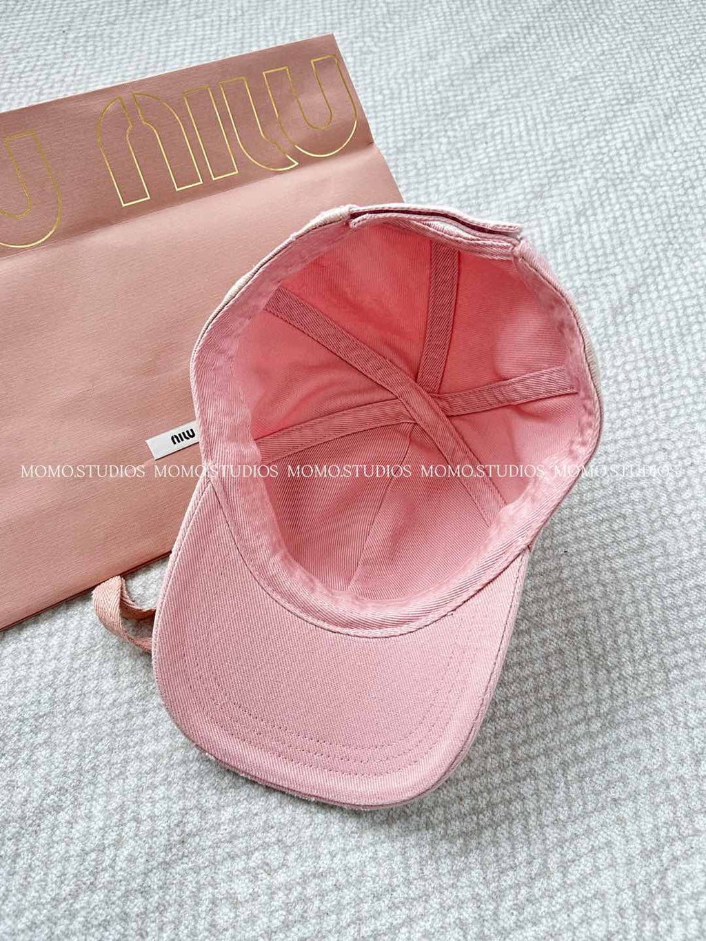 MiuMiu Women's Fan Embroidered Letter Print Denim Baseball Cap Hat #77382