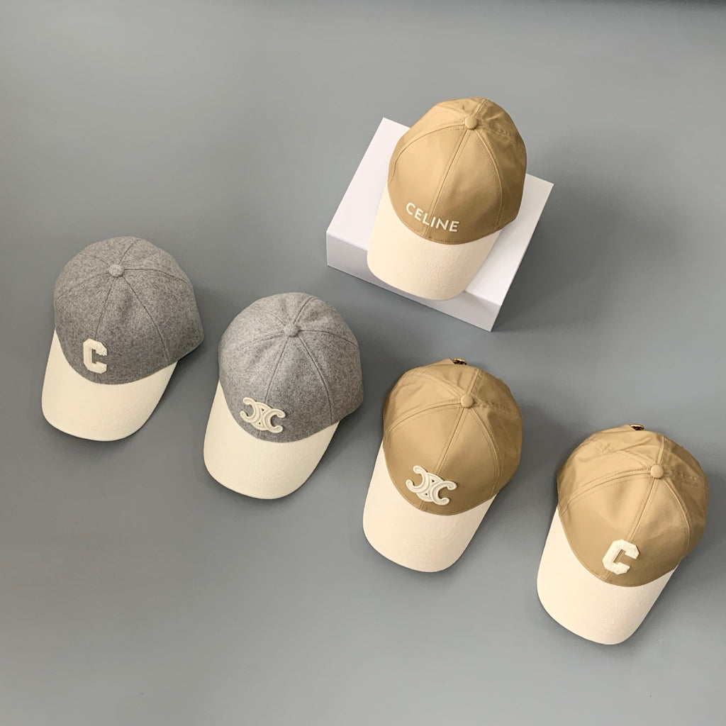 Celine Men's Women's Fashion Retro Letter Embroidery Baseball Cap Solid Color Casual Duck Tongue Hat #75295