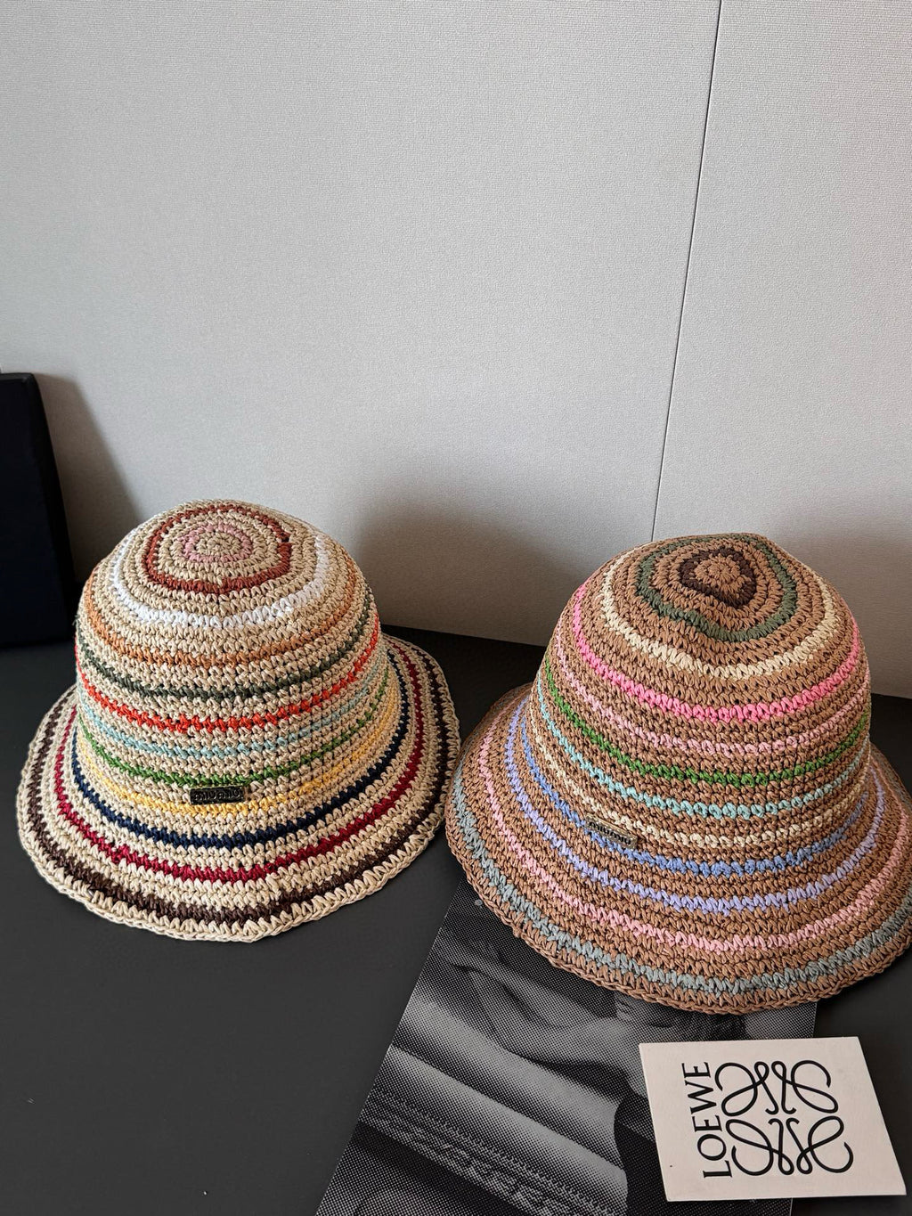 MiuMiu Women's Spring and Summer Rainbow Knit Fisherman's Hat Cap #76551