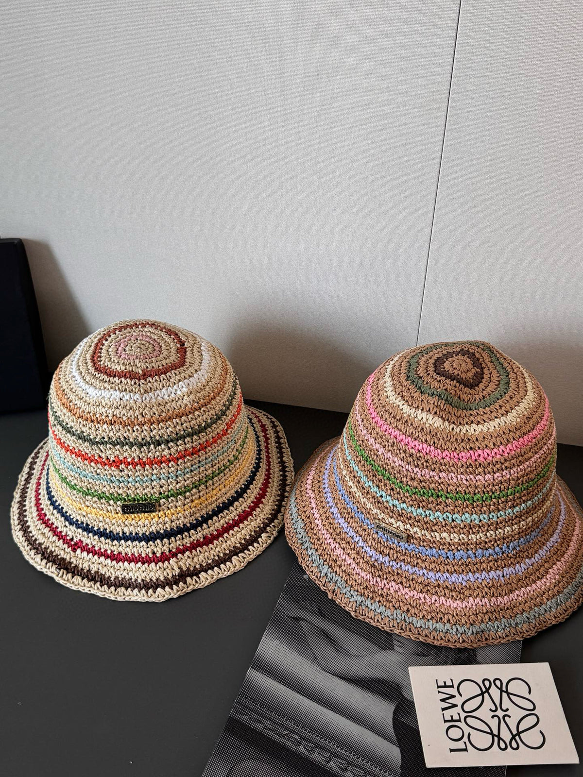 MiuMiu Women's Spring and Summer Rainbow Knit Fisherman's Hat Cap #76551