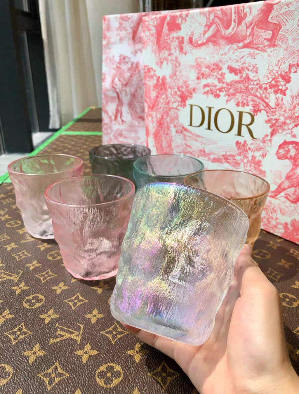 Iridescent Crystal Tumbler Glass Set 6 Pieces