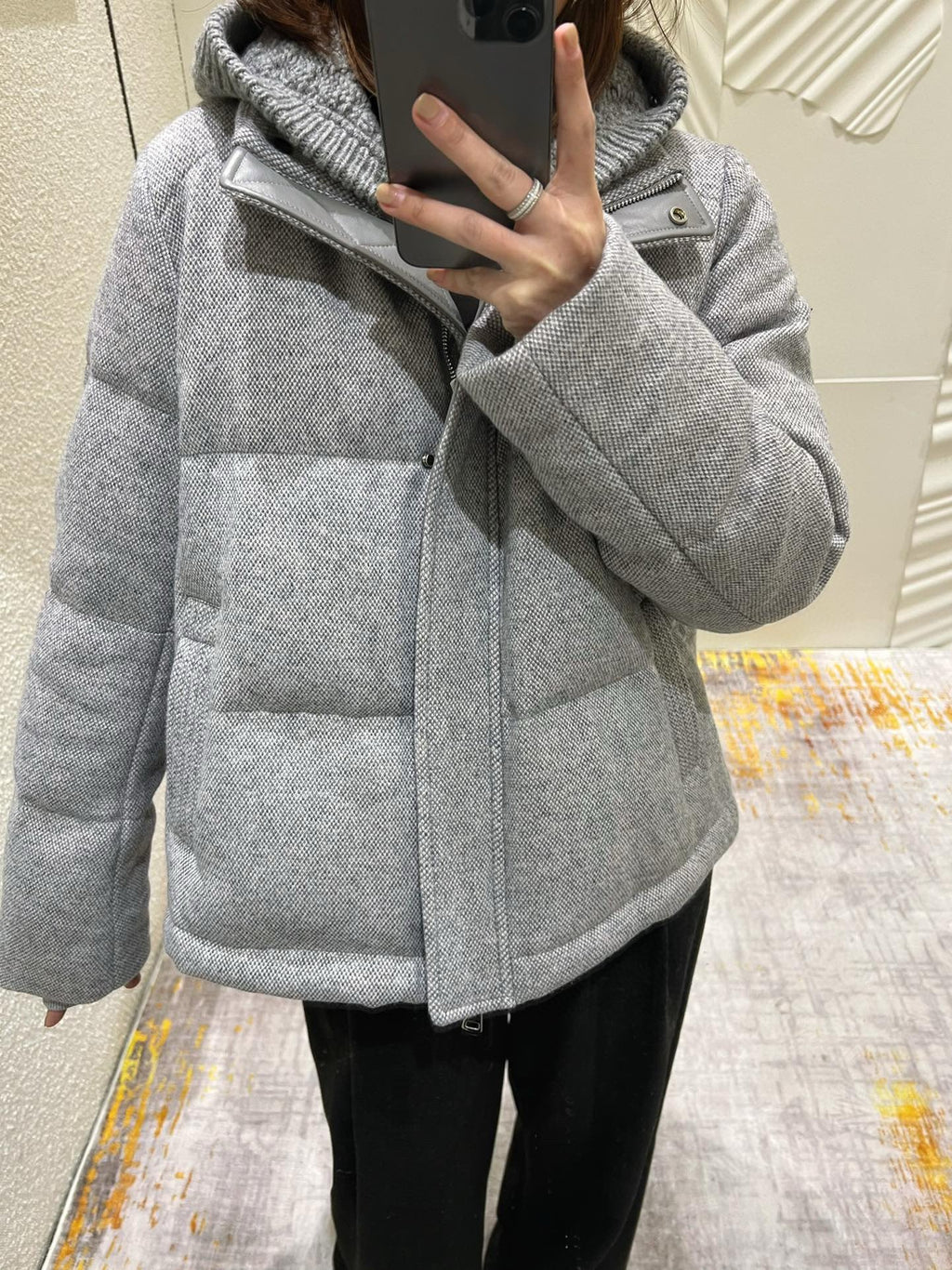 Loro Piana Women's Autumn And Winter Wool Cashmere Goose Down Jacket Soft And Comfortable Removable Hat Zipper Long Sleeve Hooded Jacket Ngvp #2649