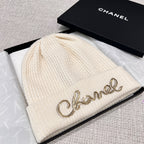 Chanel Cashmere Knit Hat Gloves Scarf #96642