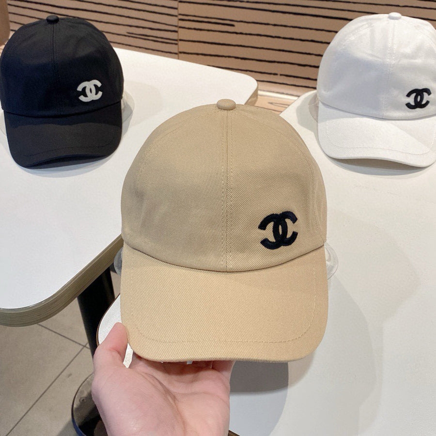 Chanel Men's and Women's Solid Color Embroidered Logo Cotton Duck Hat Cap #75368