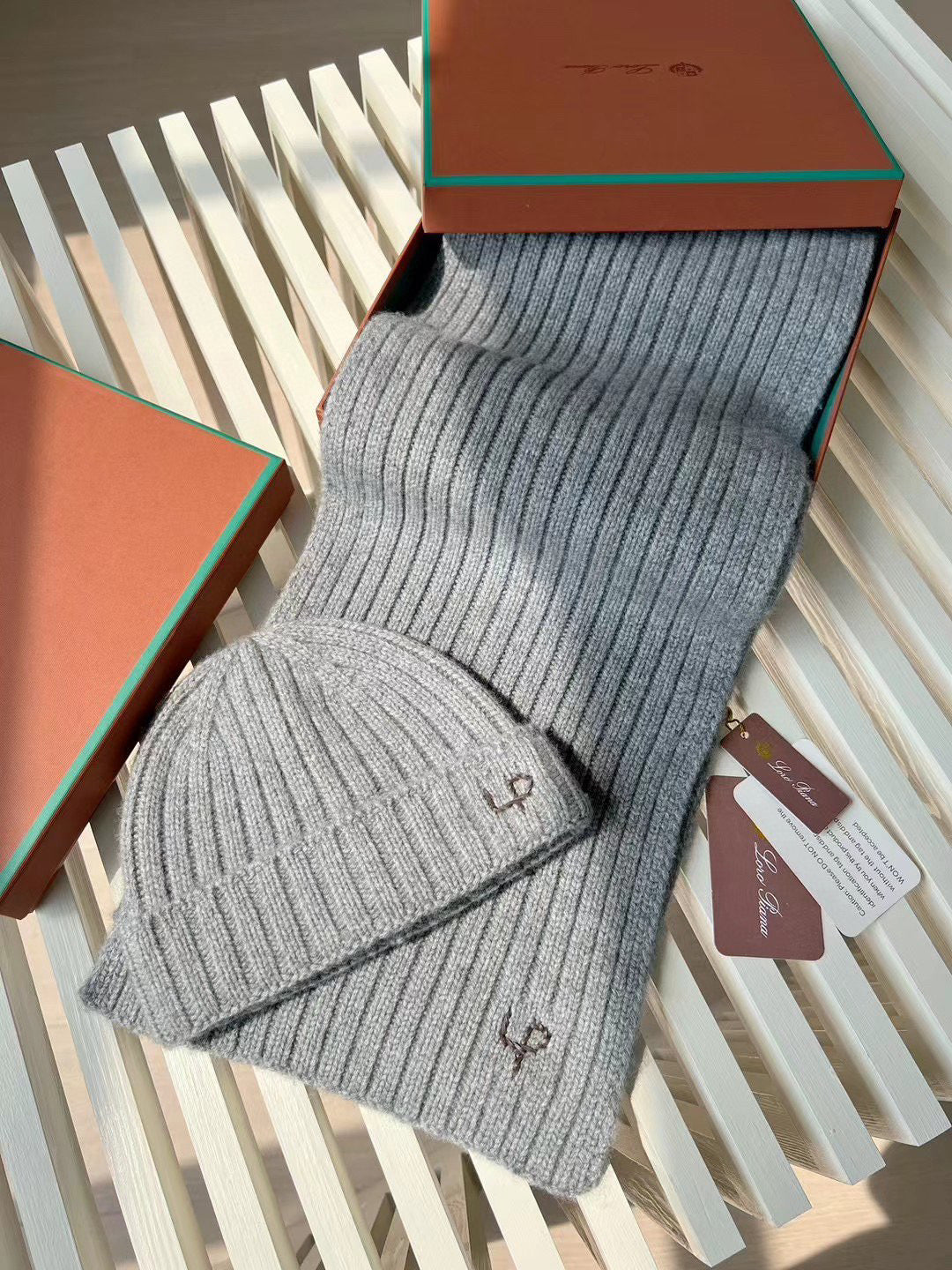 Loro Piana Cashmere Knit Hat Scarf Set #6664