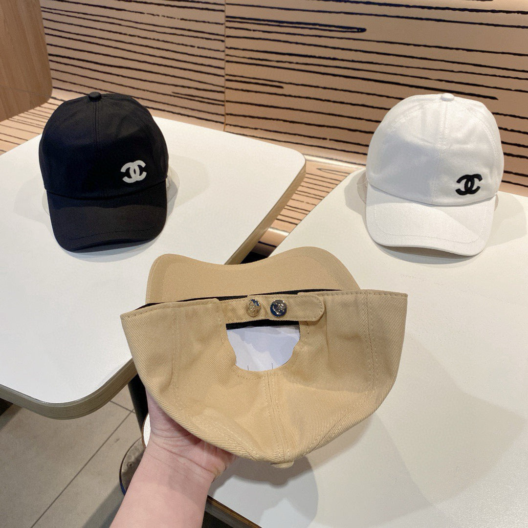 Chanel Men's and Women's Solid Color Embroidered Logo Cotton Duck Hat Cap #75368
