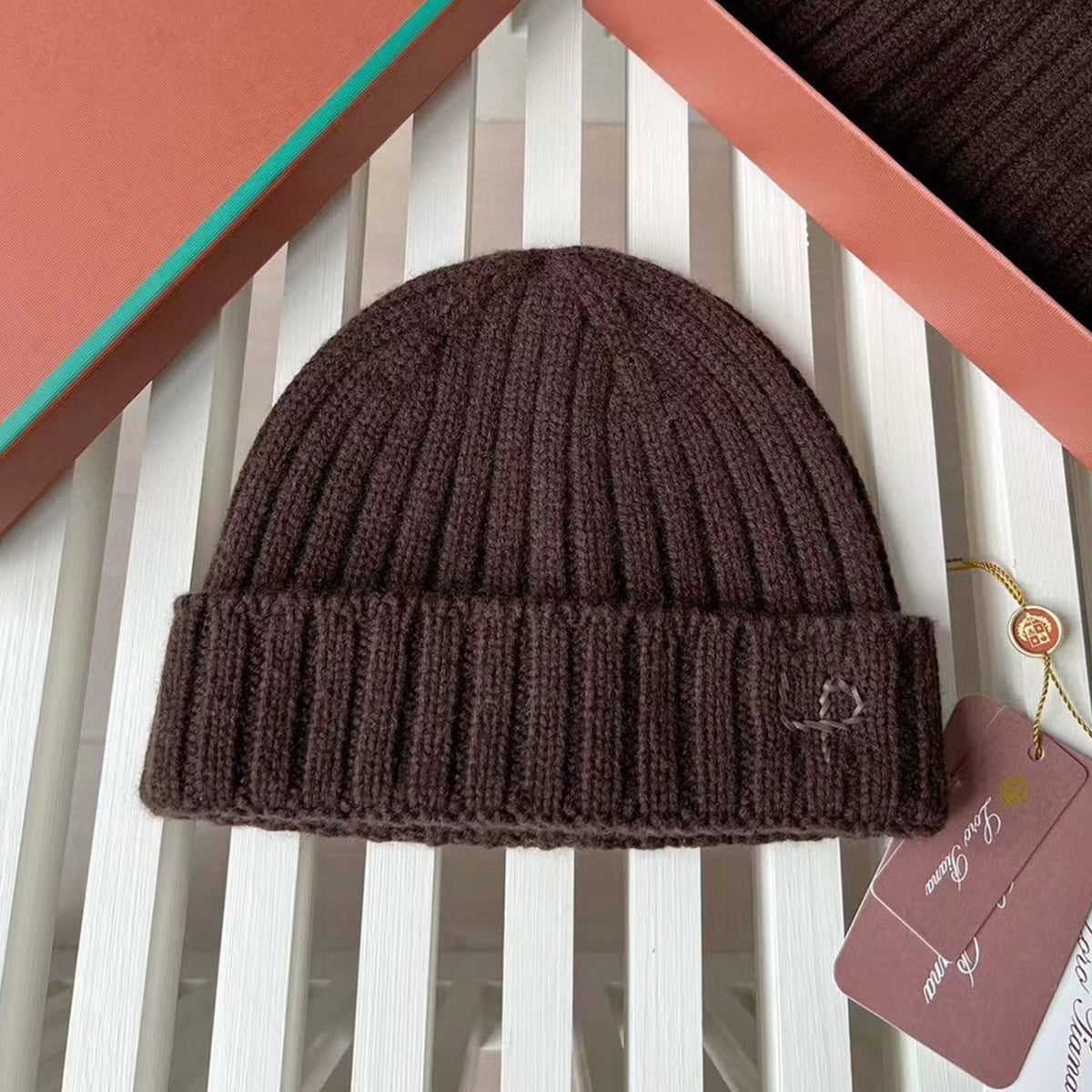 Loro Piana Cashmere Knit Hat Scarf Set #6664