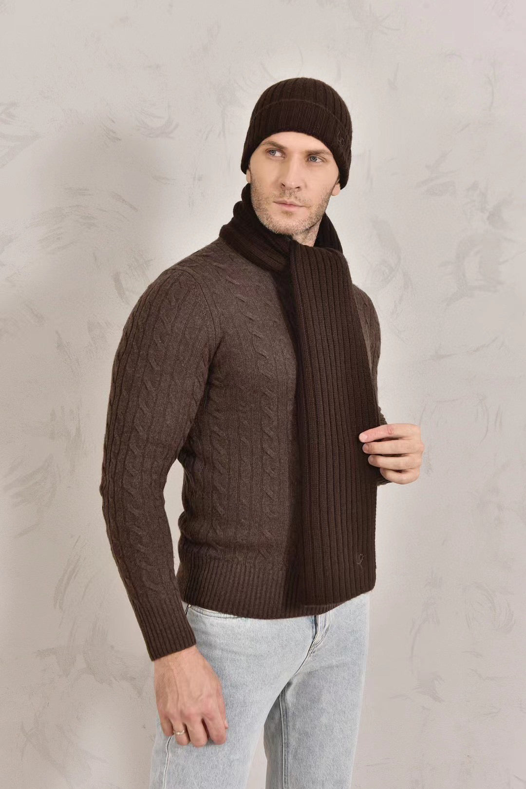 Loro Piana Cashmere Knit Hat Scarf Set #6664