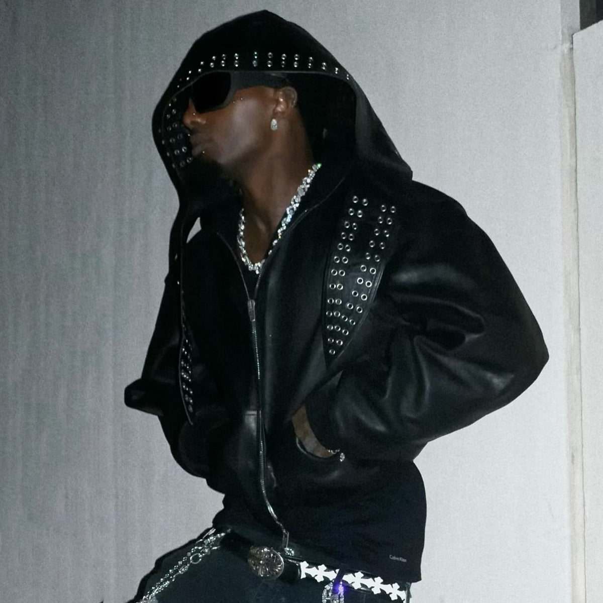 Opium Yvl Style Leather Durag Head Wrap Hat Hip Hop Hats Tie Bandana Playboicarti Same Men Women Fashion High Street Black Leather Hat Cap Ngvp #1318