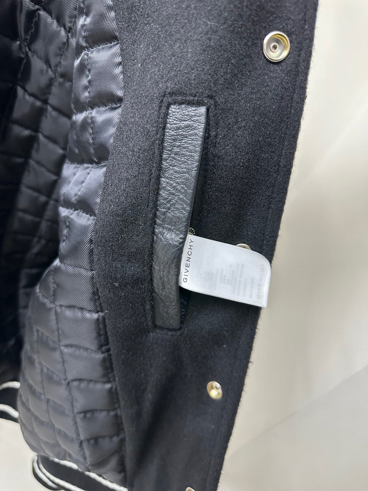 Givenchy Leather Wool Long Sleeve Hooded Zip Split Hat Jacket #1432