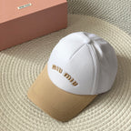 MiuMiu Men's and Women's Colorblocking Embroidered Lettered Duck Hat Cap #76282