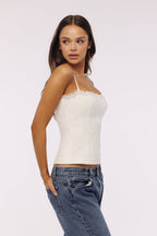 white cotton broderie anglais lace top