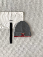 Chanel CC Cashmere Cold Hat Knitted Hat Gray#388505