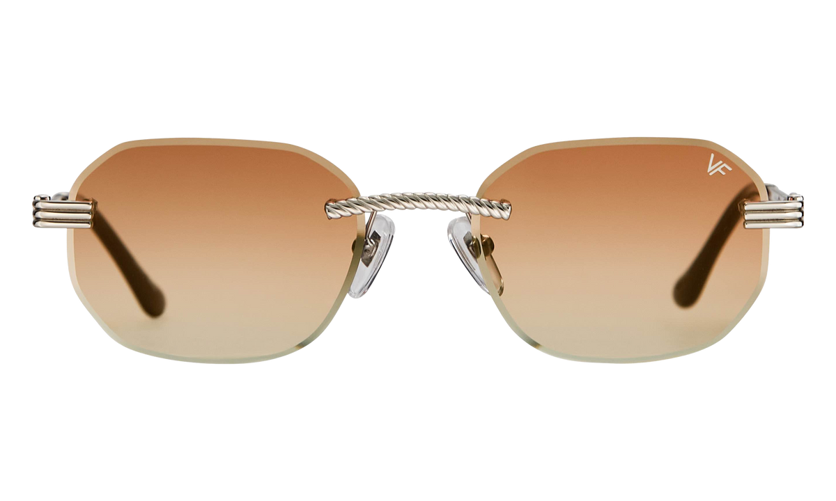 Hustler Rimless Drill Mount 24KT White Gold / Light Brown Gradient DMHU2 0059 47D5