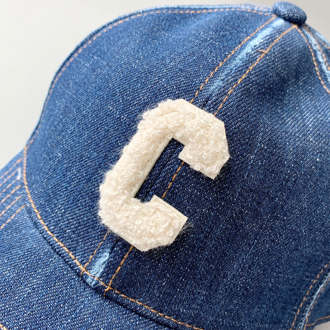 Celine Men Women Fashion Vintage Cowboy Letter Embroidery Baseball Cap Blue Casual Duck Hat #75545