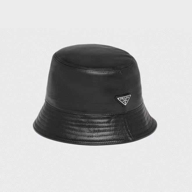 Prada Unisex Spring/Fall Fashion Casual Solid Color Fisherman's Hat with Logo Sheepskin Hat Accessories #78471