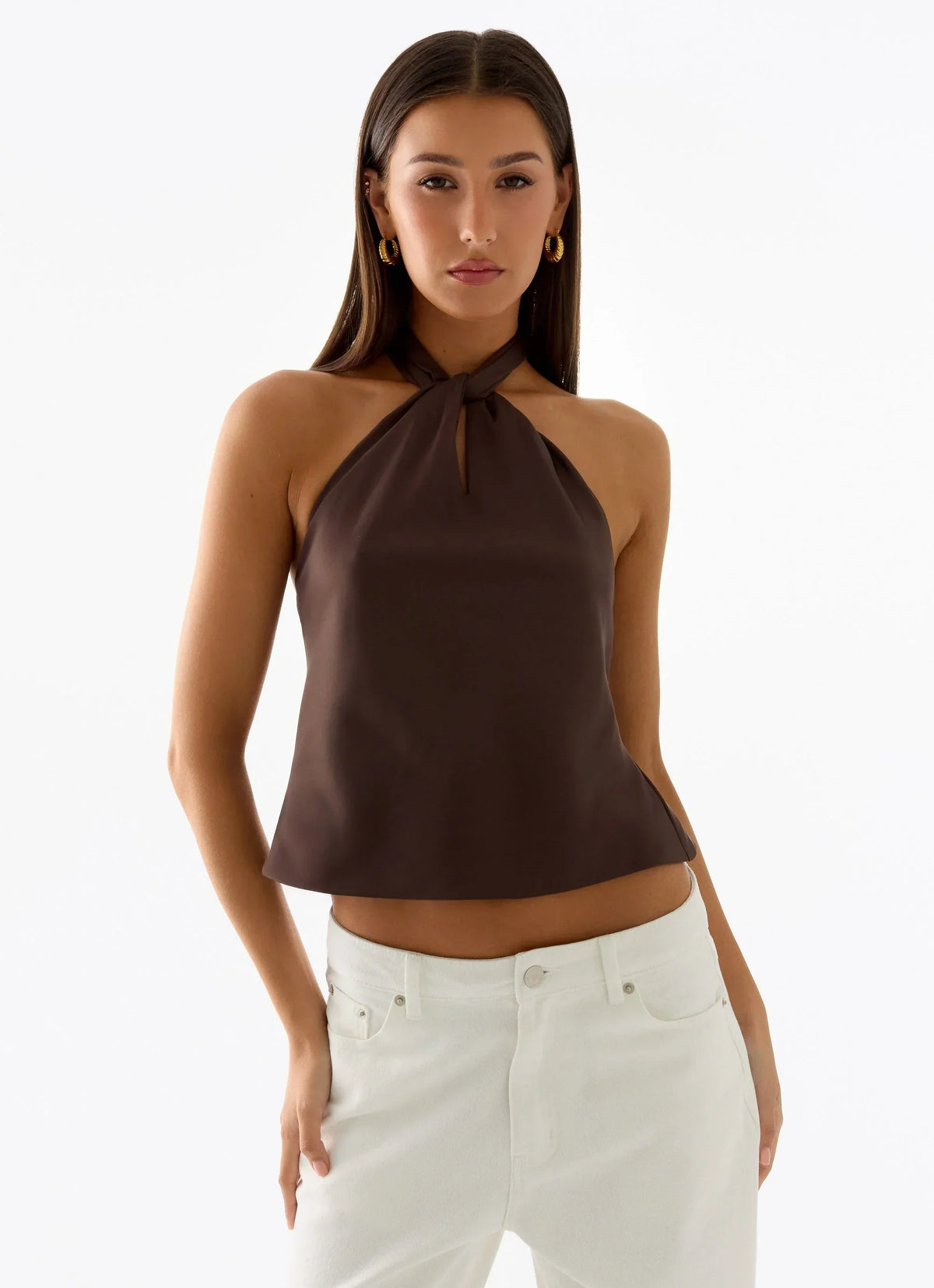 Maddox Scarf Top - Chocolate