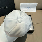 Prada Men's Metal Triangle Label Logo Solid Color Cowhide Baseball Cap Hat #75898