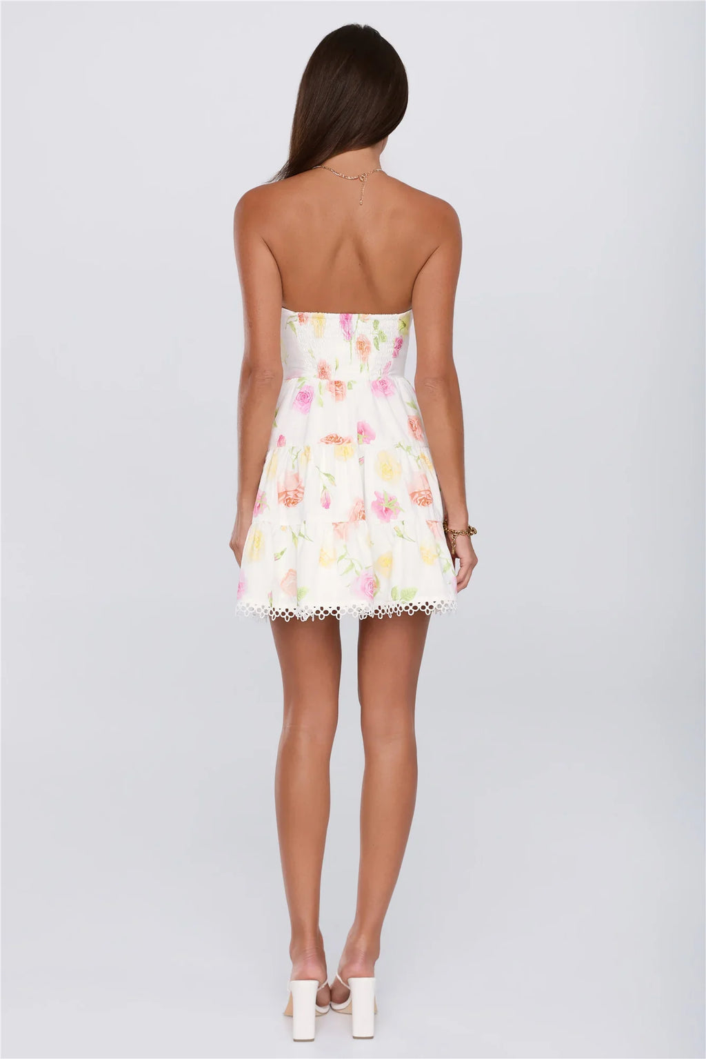 Blooms Under Sunshine Strapless Mini Dress Floral
