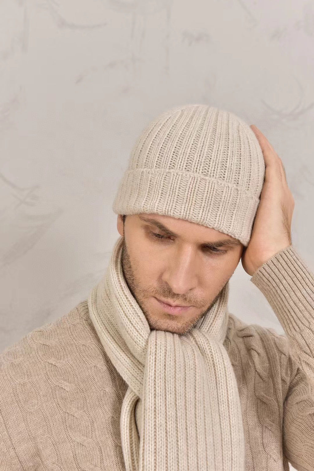 Loro Piana Cashmere Knit Hat Scarf Set #6664