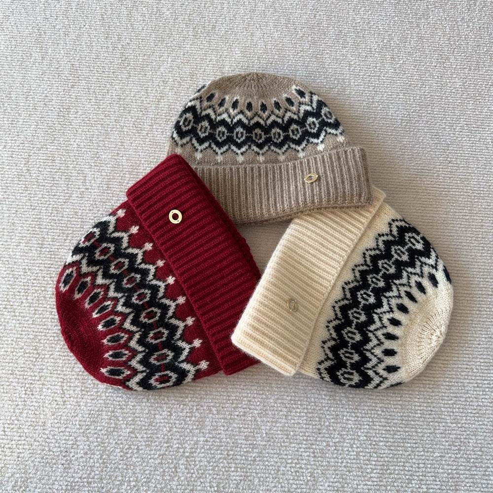 Loro Piana Vintage Jacquard Cashmere Hat #336663