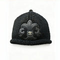 Chrome Hearts 925 Silver Accessories Black And White Two-Color Leather Scout Flower Knitted Cashmere Cold Hat #328755