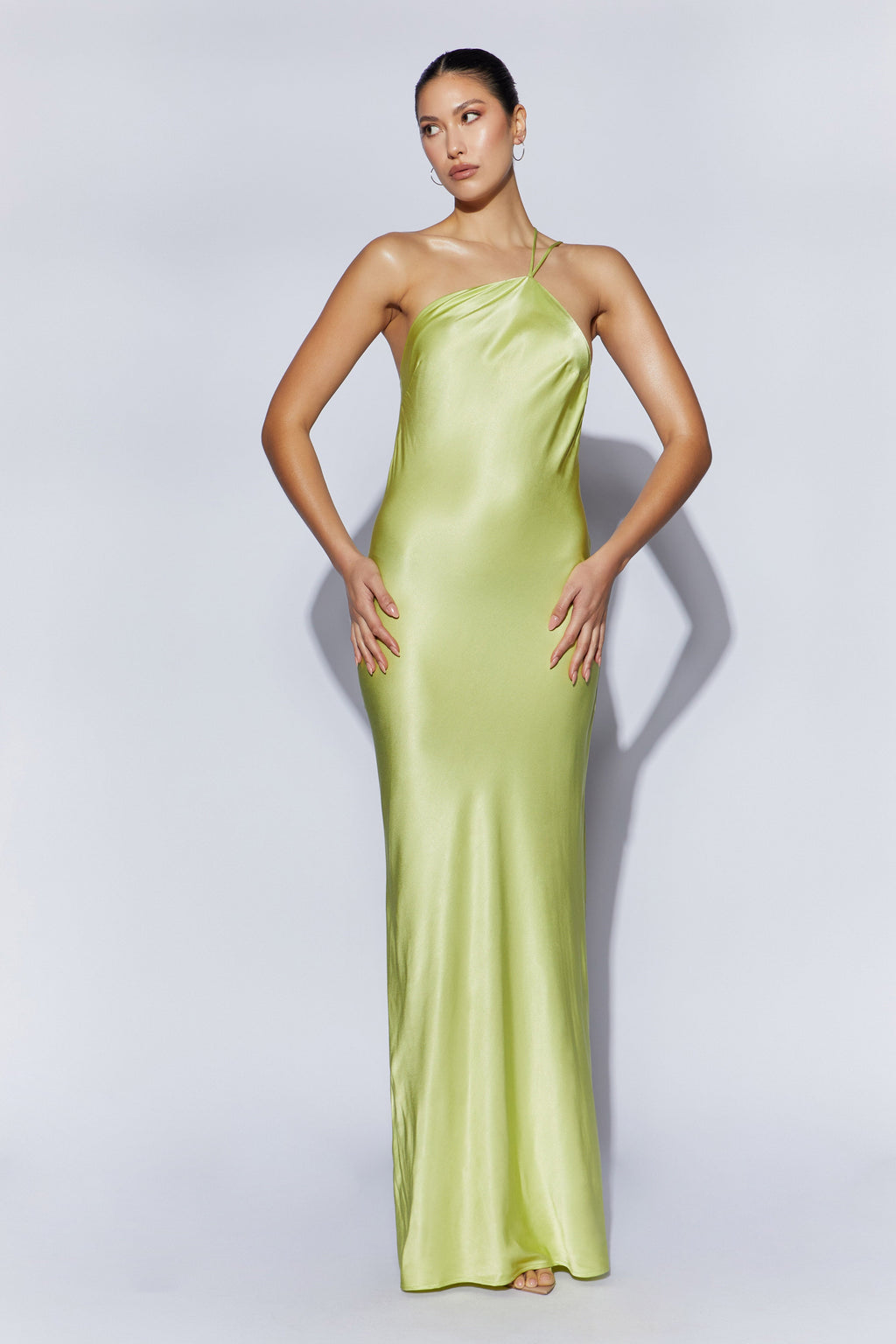 MESHKI Alena One Shoulder Maxi Dress - Pistachio Green