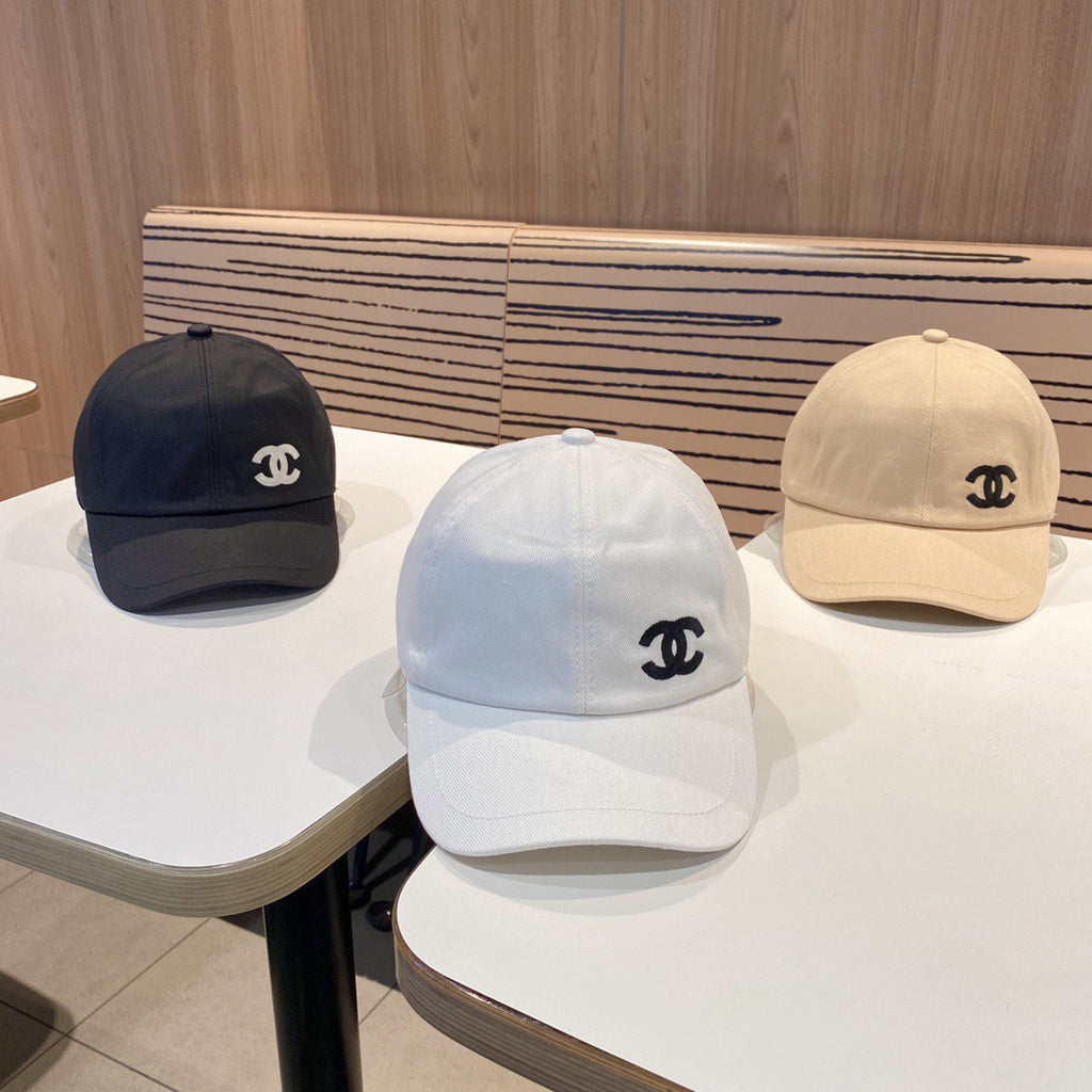 Chanel Men's and Women's Solid Color Embroidered Logo Cotton Duck Hat Cap #75368
