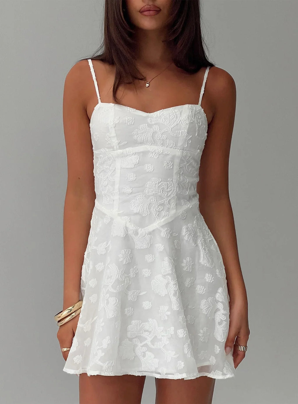 New Chapters Broderie Mini Dress White