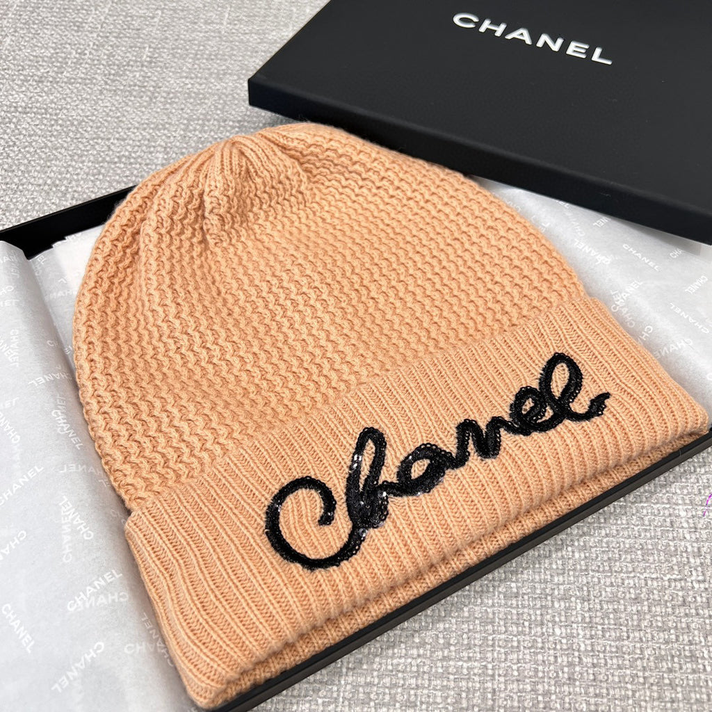 Chanel Cashmere Knit Hat Gloves Scarf #96642